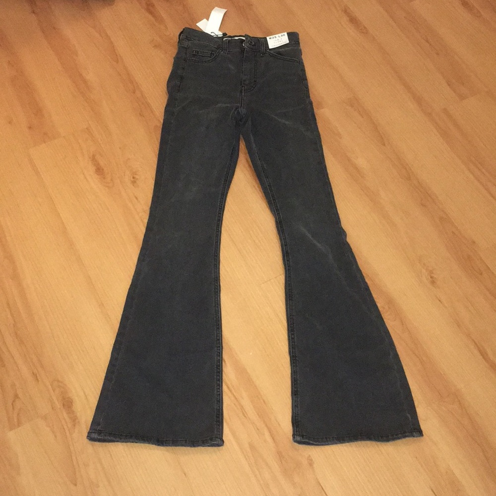 Brand new flared, gray Topshop jeans